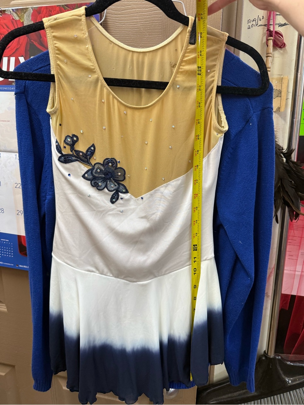 Ice Fairy Figure Skating Dress With Flower Embroidery - Picture 7 of 11